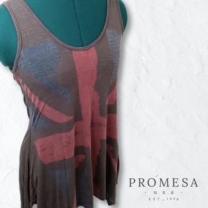 Gray Union Jack Flowy Tank Top